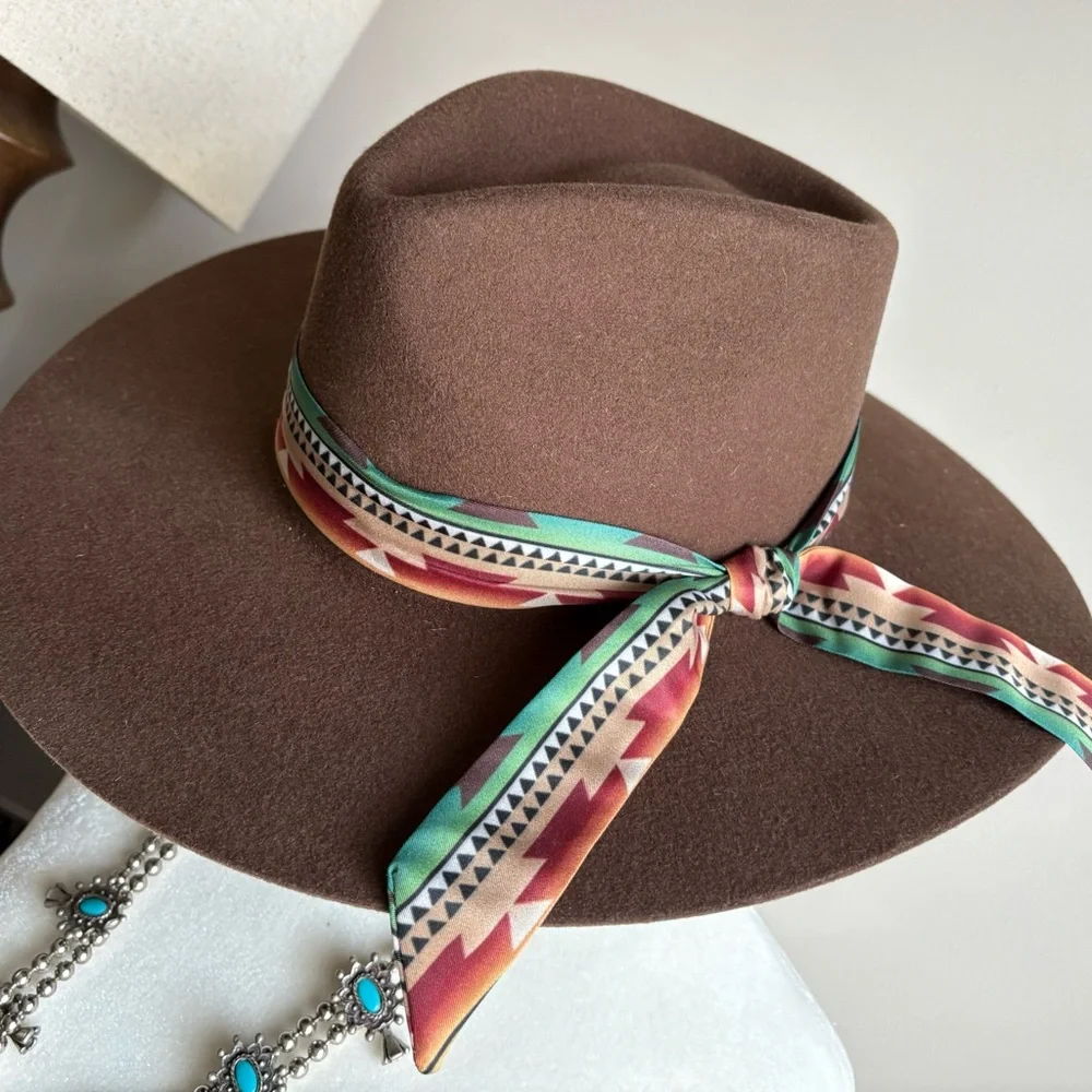 Brown Hat with Feather Accent - Picture 9 of 10